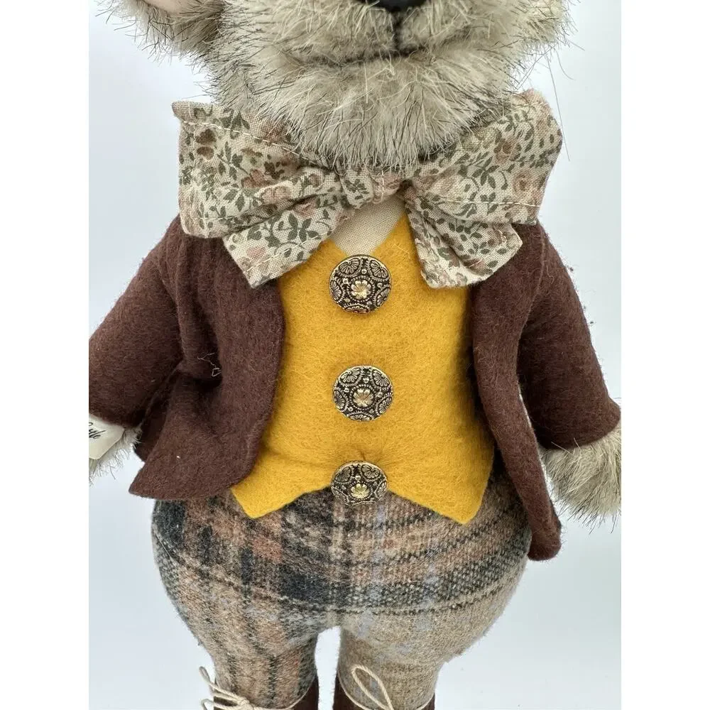 1982 Little Folk G McBride Mouse Plush Dressed England Plaid Waistcoat Outfit